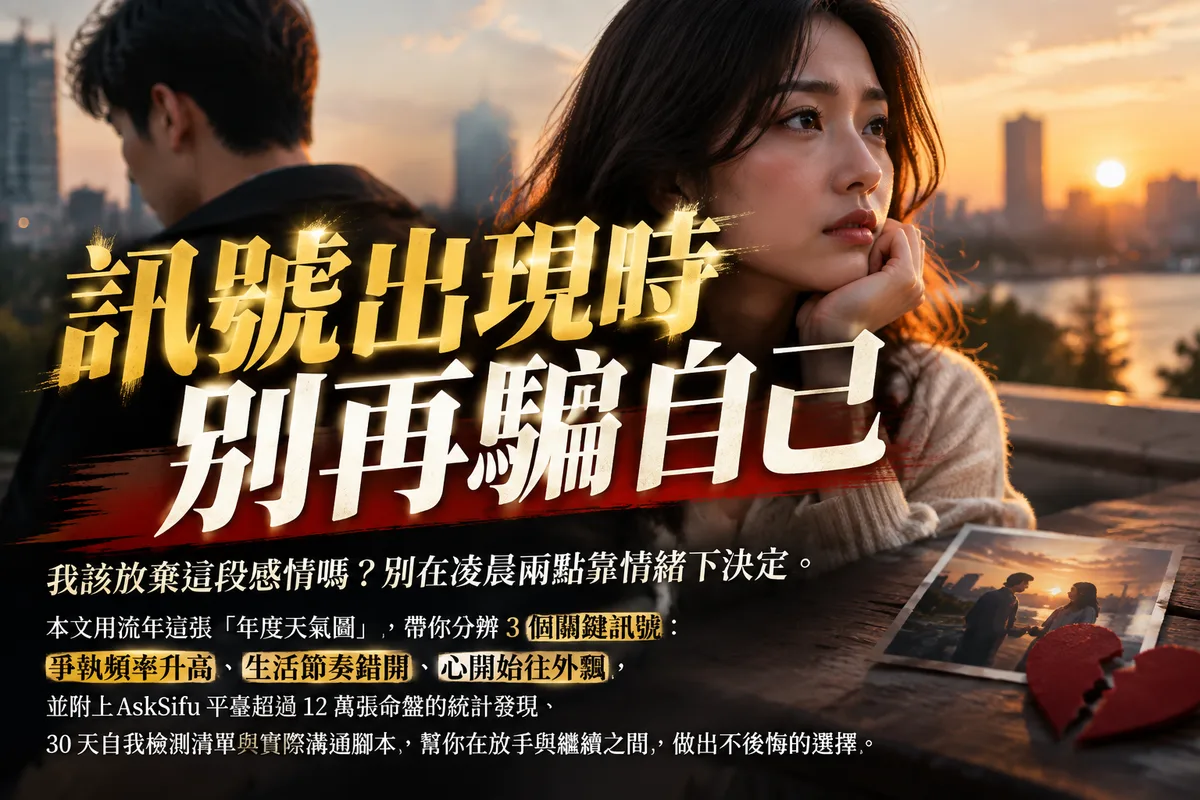 我該放棄這段感情嗎？2026 流年 3 個訊號出現 2 個，多數人拖到第 3 年才醒