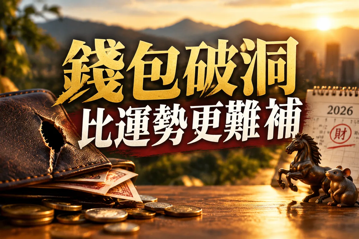 破財意思全解析：2026 流年 3 大漏財警訊，屬馬屬鼠要特別留意第 2 個