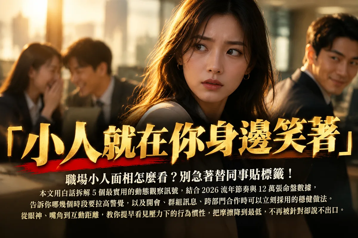 職場小人面相怎麼看？2026 流年最容易犯小人的 3 種動態特徵，第 2 種很多人中招