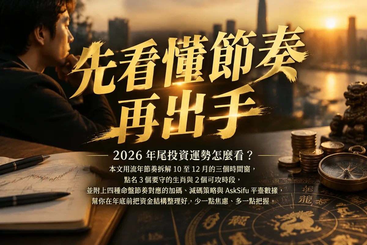 2026 年尾投資運勢怎麼看？3 個生肖要守、2 個時段可攻，先看懂你的流年節奏