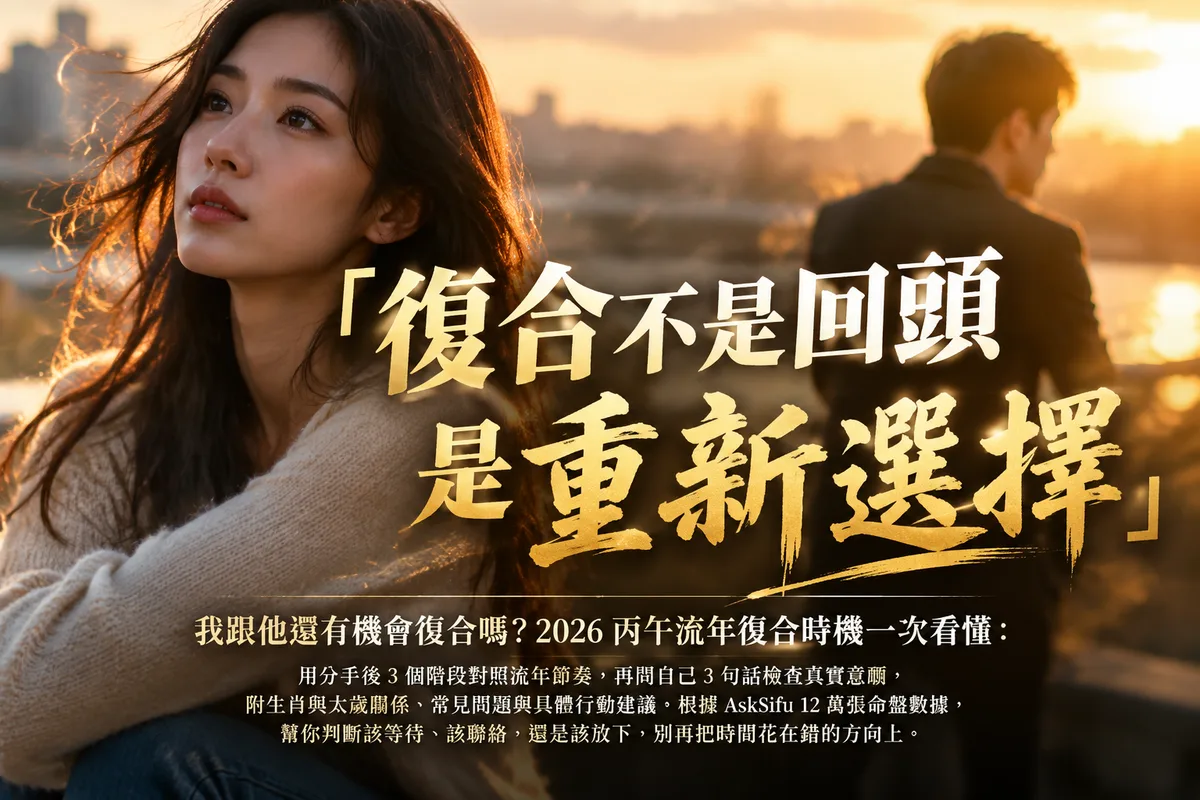 我跟他還有機會復合嗎？2026 流年復合時機全解析：分手後 3 個階段，先問自己這 3 句話
