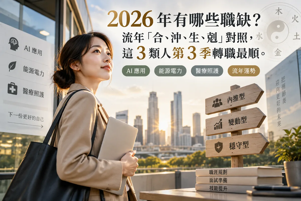 2026 年有哪些職缺？流年「合、沖、生、剋」對照，這 3 類人第 3 季轉職最順