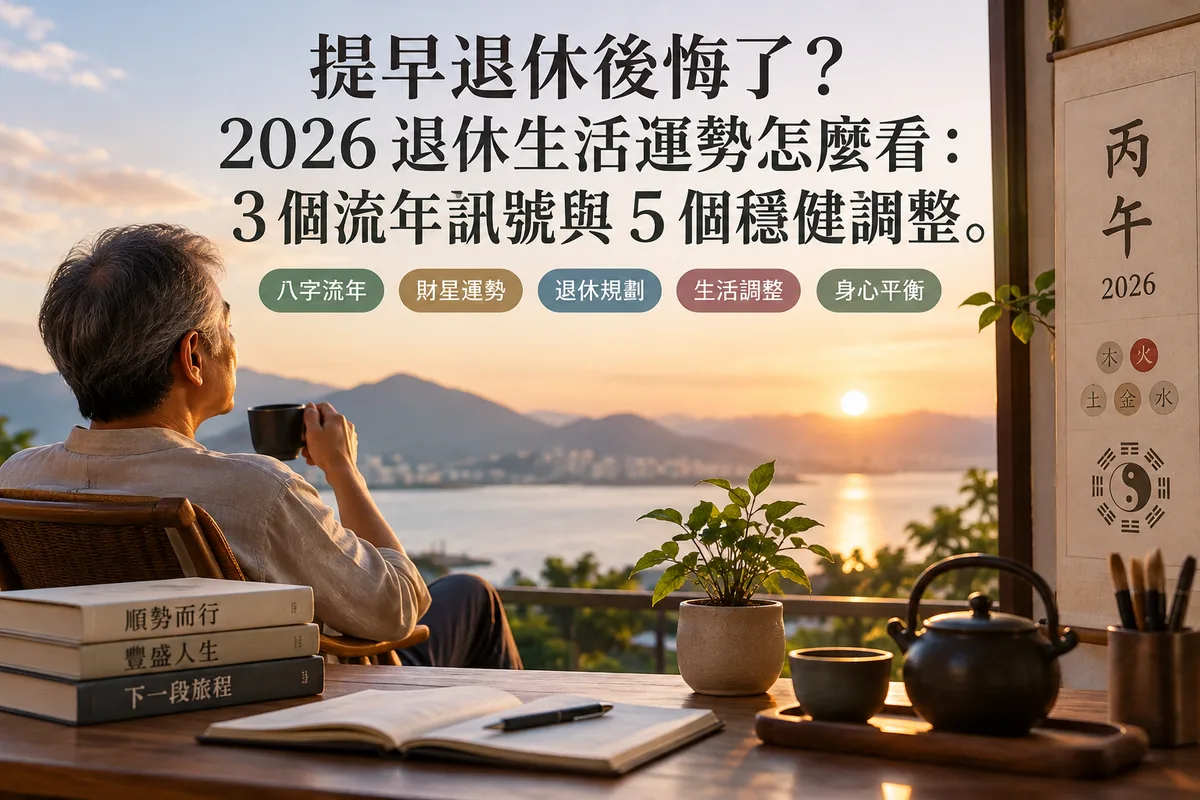 提早退休後悔了？2026 退休生活運勢怎麼看：3 個流年訊號與 5 個穩健調整