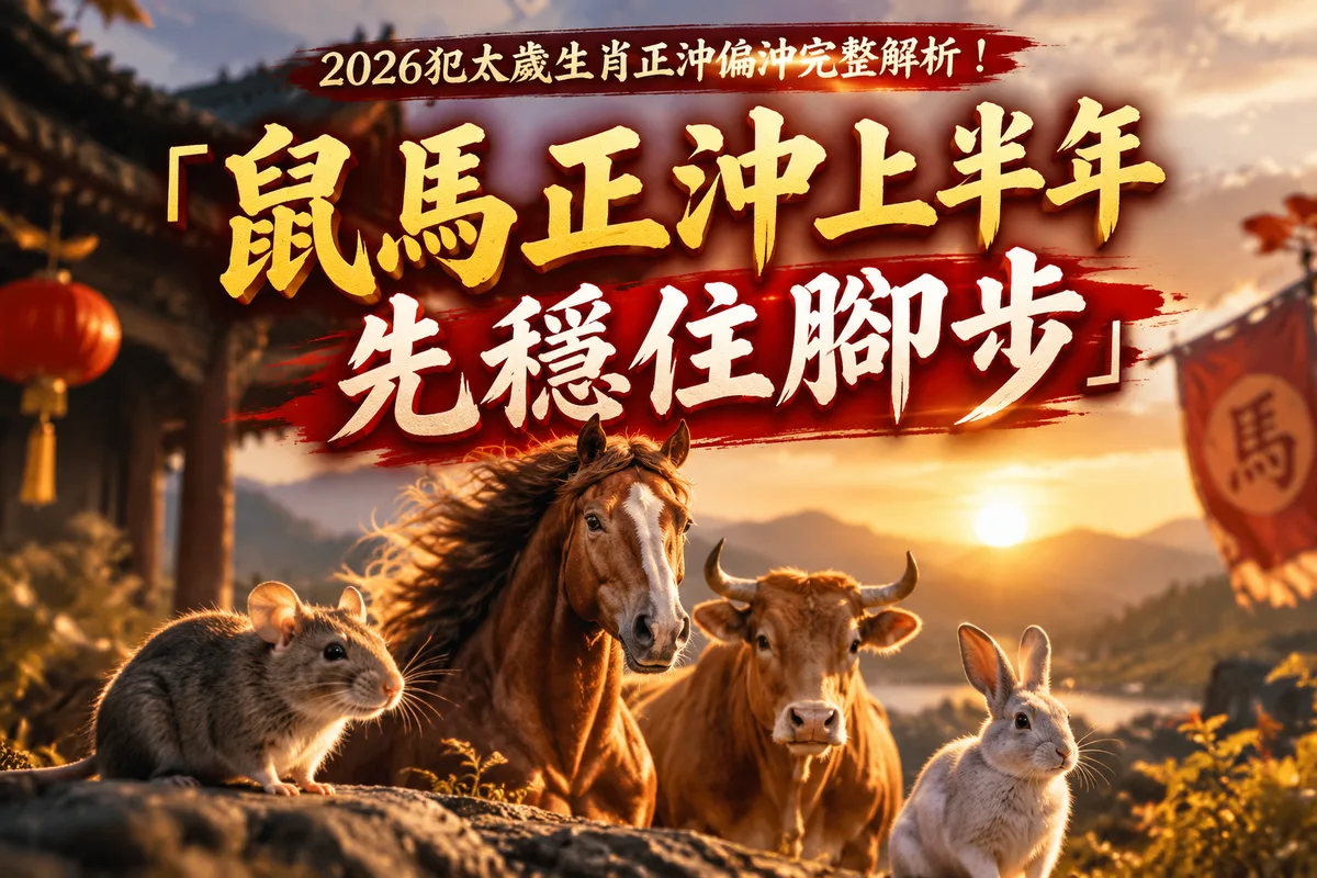 2026犯太歲生肖正沖偏沖：屬鼠正沖、屬馬值太歲，這3個生肖上半年要特別小心
