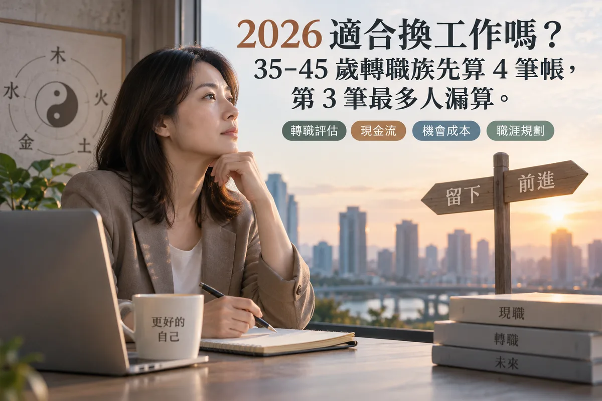 2026 適合換工作嗎？35–45 歲轉職族先算 4 筆帳，第 3 筆最多人漏算