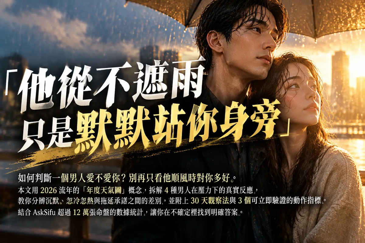 如何判斷一個男人愛不愛你？2026 流年看 4 種「年度天氣」，第 3 種最常被誤會成不愛
