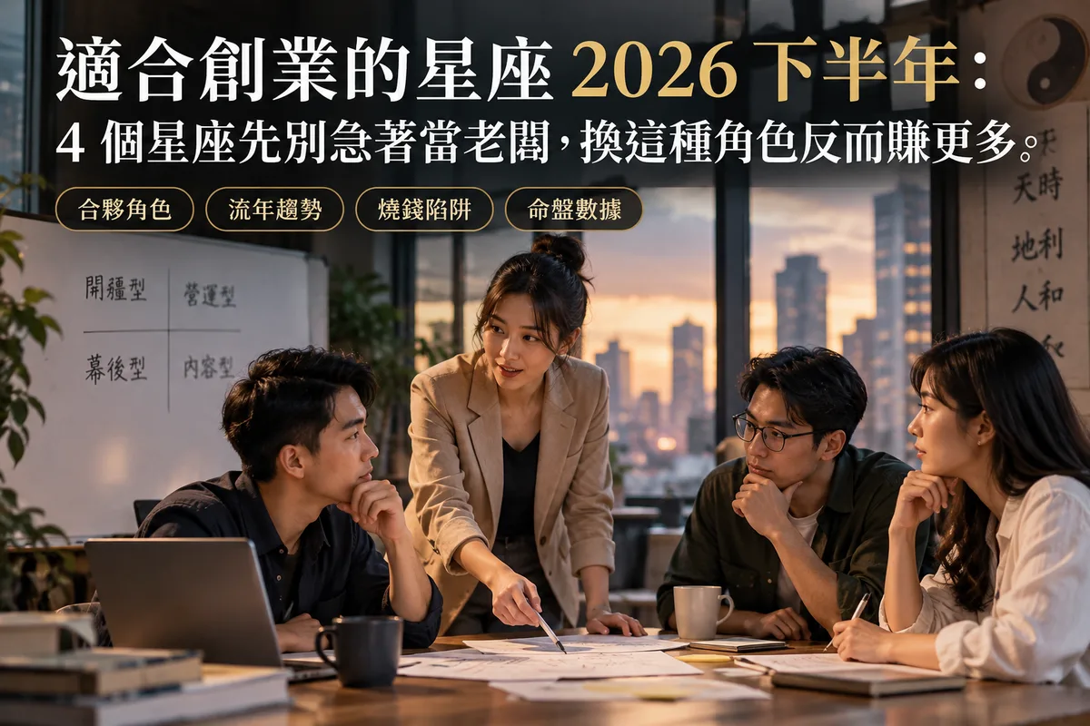 適合創業的星座 2026 下半年：4 個星座先別急著當老闆，換這種角色反而賺更多