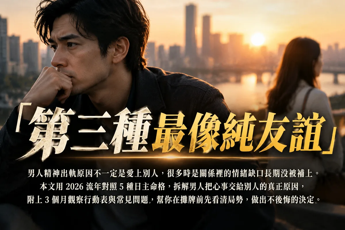 男人精神出軌原因：2026 流年 5 種命格對照，第 3 種最容易被當成「只是聊得來」