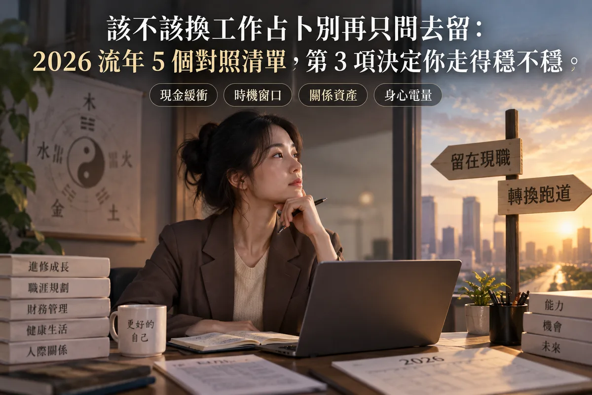 該不該換工作占卜別再只問去留：2026 流年 5 個對照清單，第 3 項決定你走得穩不穩