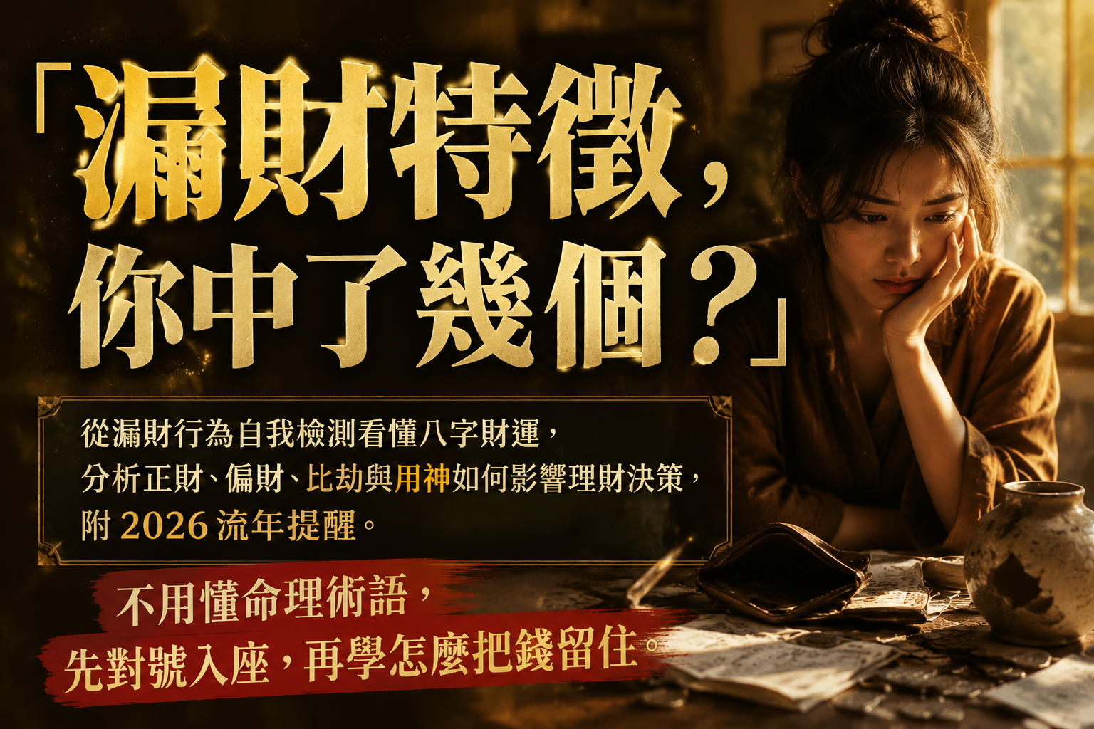 你的八字 2026 財運分析與理財決策：5 個漏財特徵，第 4 個很多人中招