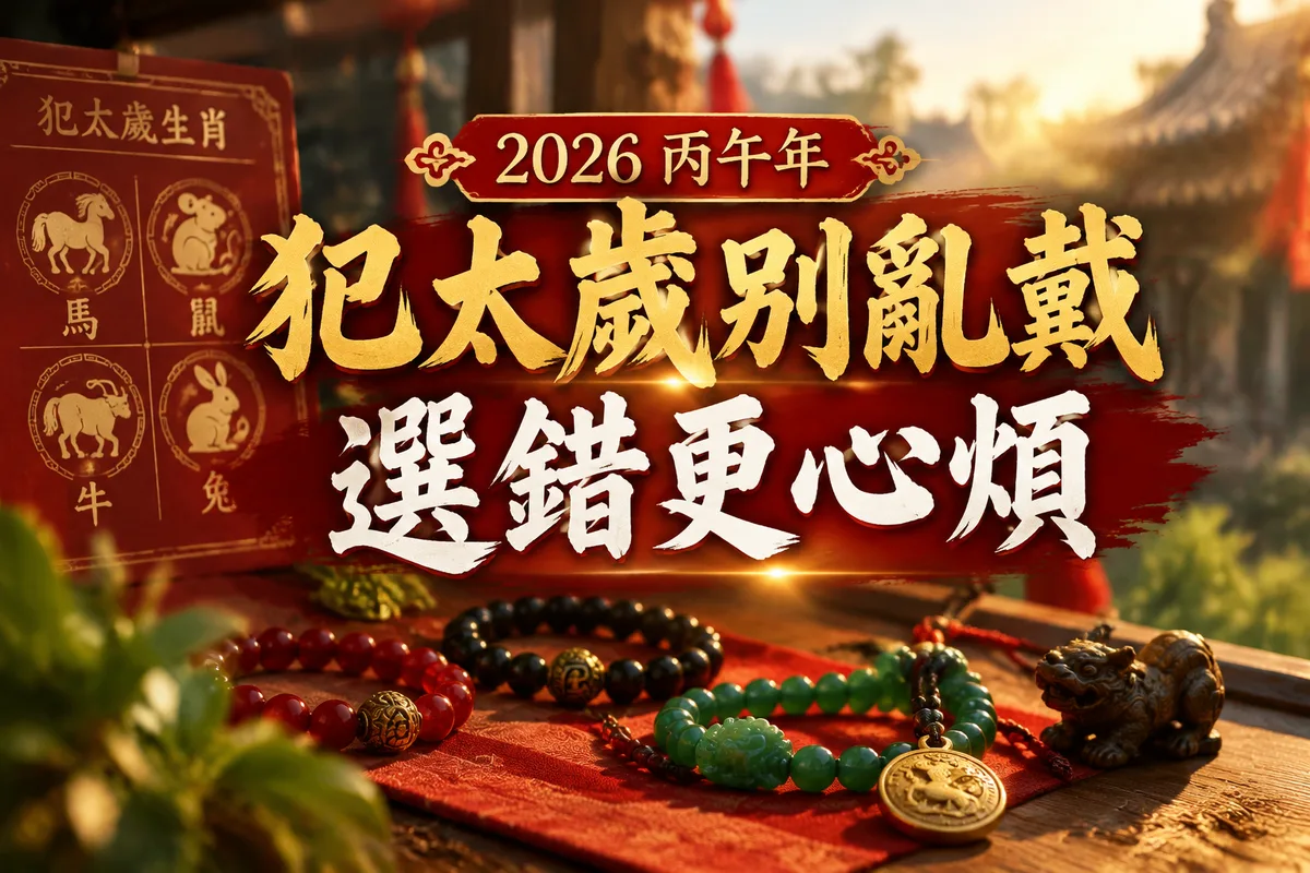2026犯太歲生肖佩戴飾物全攻略：屬馬、鼠、牛、兔必看，5 種選錯反而更煩