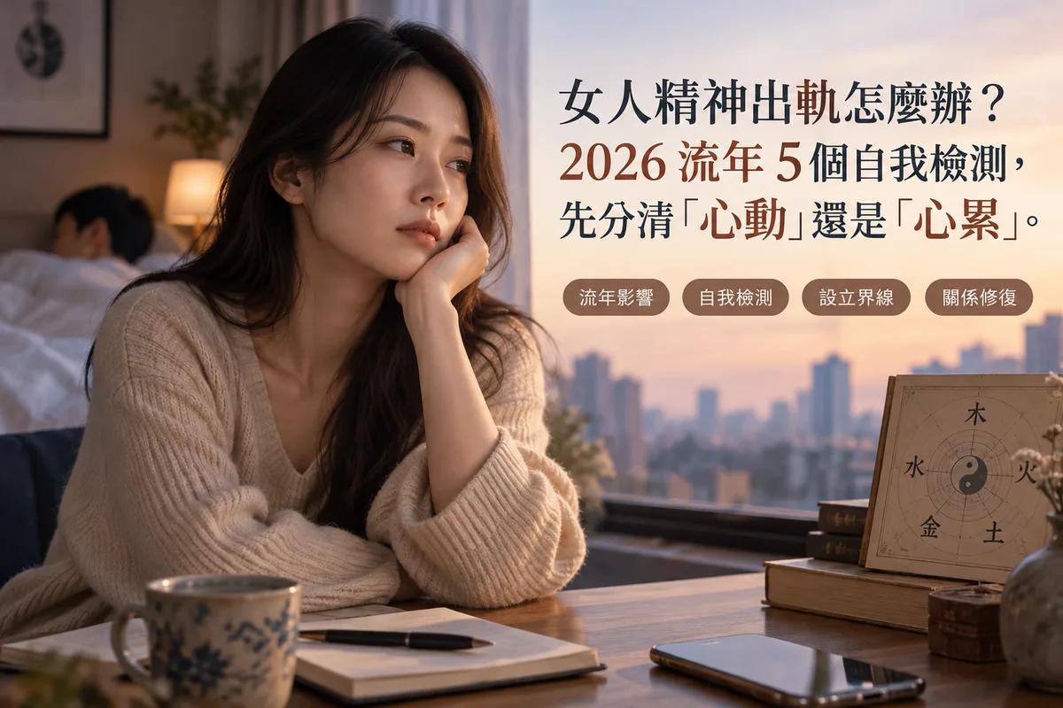 女人精神出軌怎麼辦？2026 流年 5 個自我檢測，先分清「心動」還是「心累」