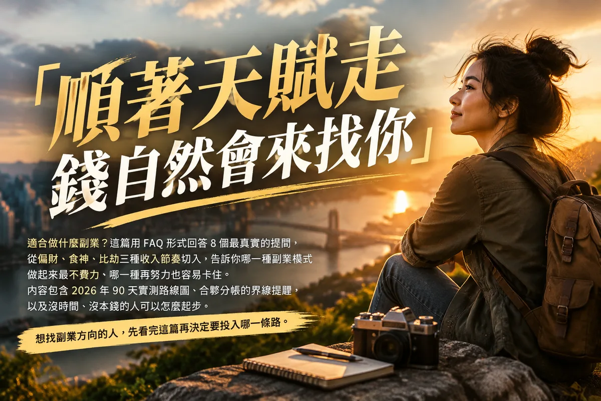2026 適合做什麼副業？偏財、食神、比劫三種人的 8 個真實提問，第 6 題最多人卡住