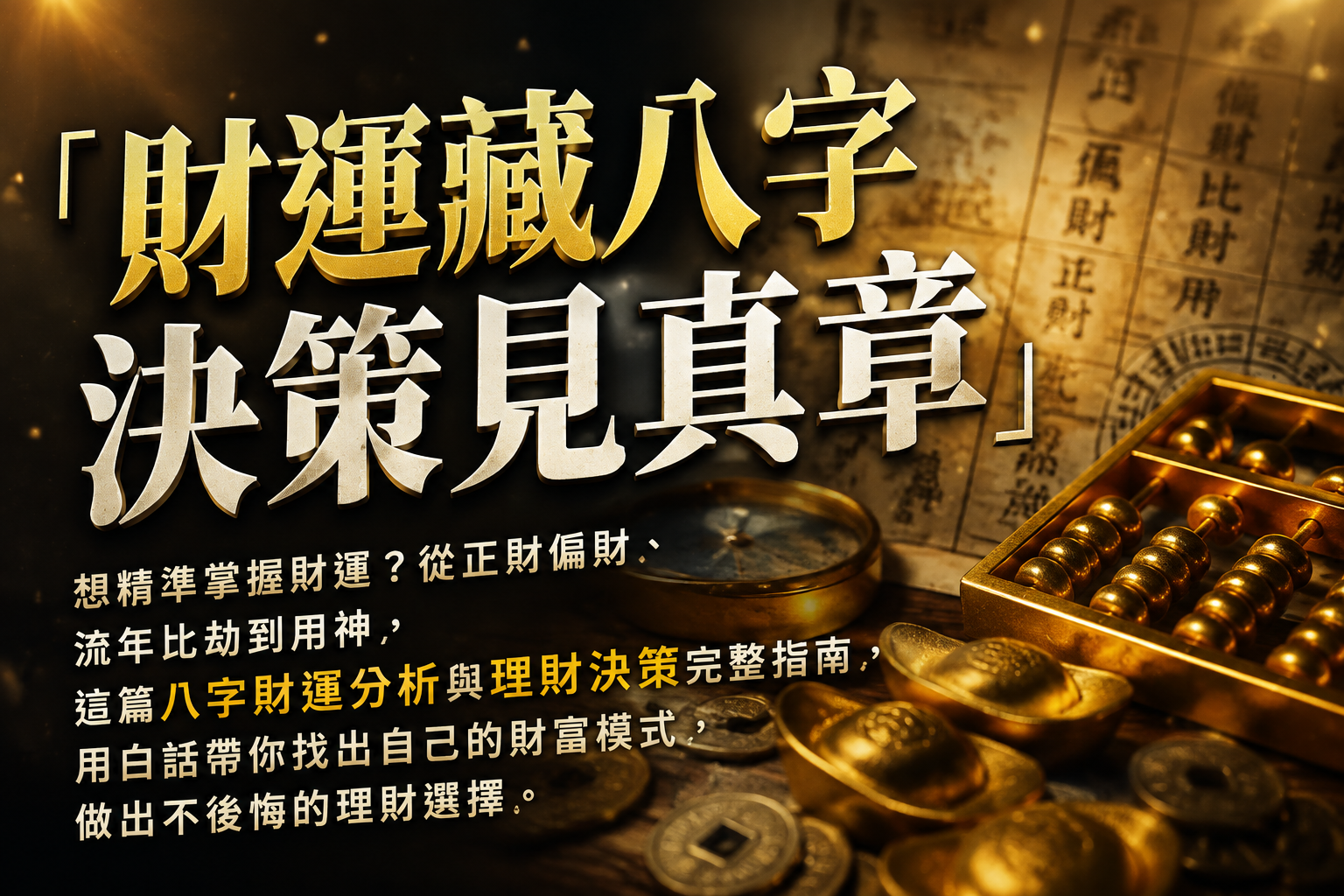 八字財運分析與理財決策完整指南：3 個關鍵點決定你該投資還是存錢，第 2 個最多人忽略