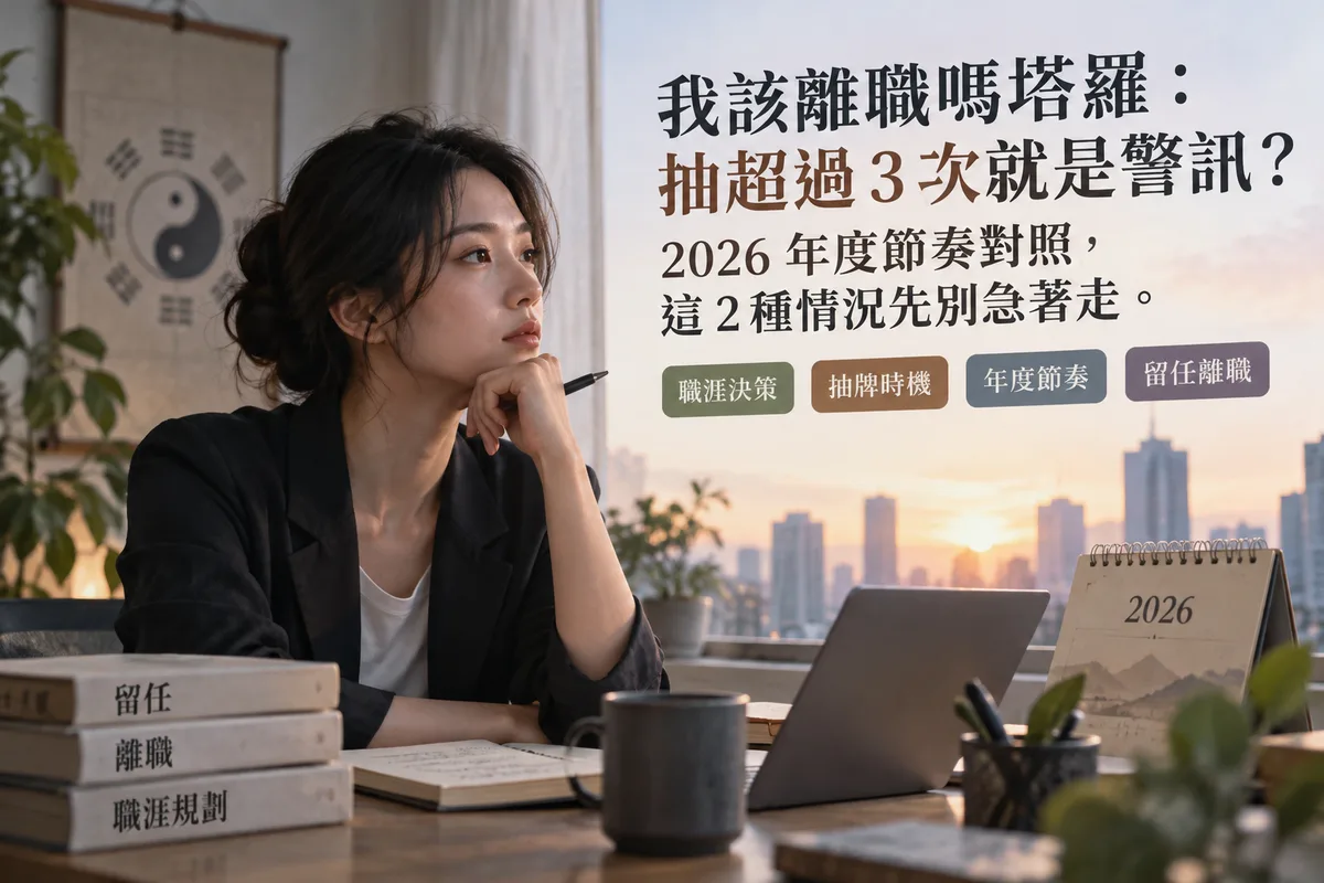 我該離職嗎塔羅：抽超過 3 次就是警訊？2026 年度節奏對照，這 2 種情況先別急著走
