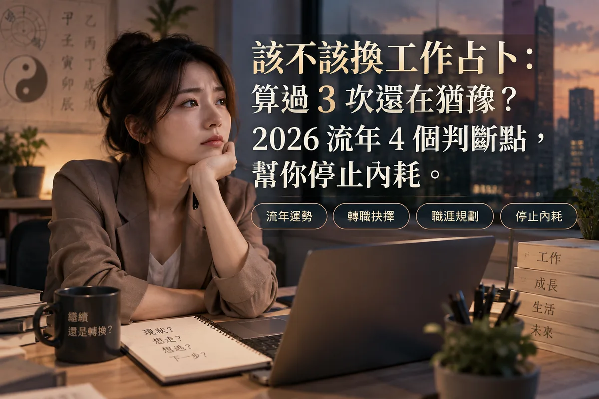 該不該換工作占卜：算過 3 次還在猶豫？2026 流年 4 個判斷點，幫你停止內耗