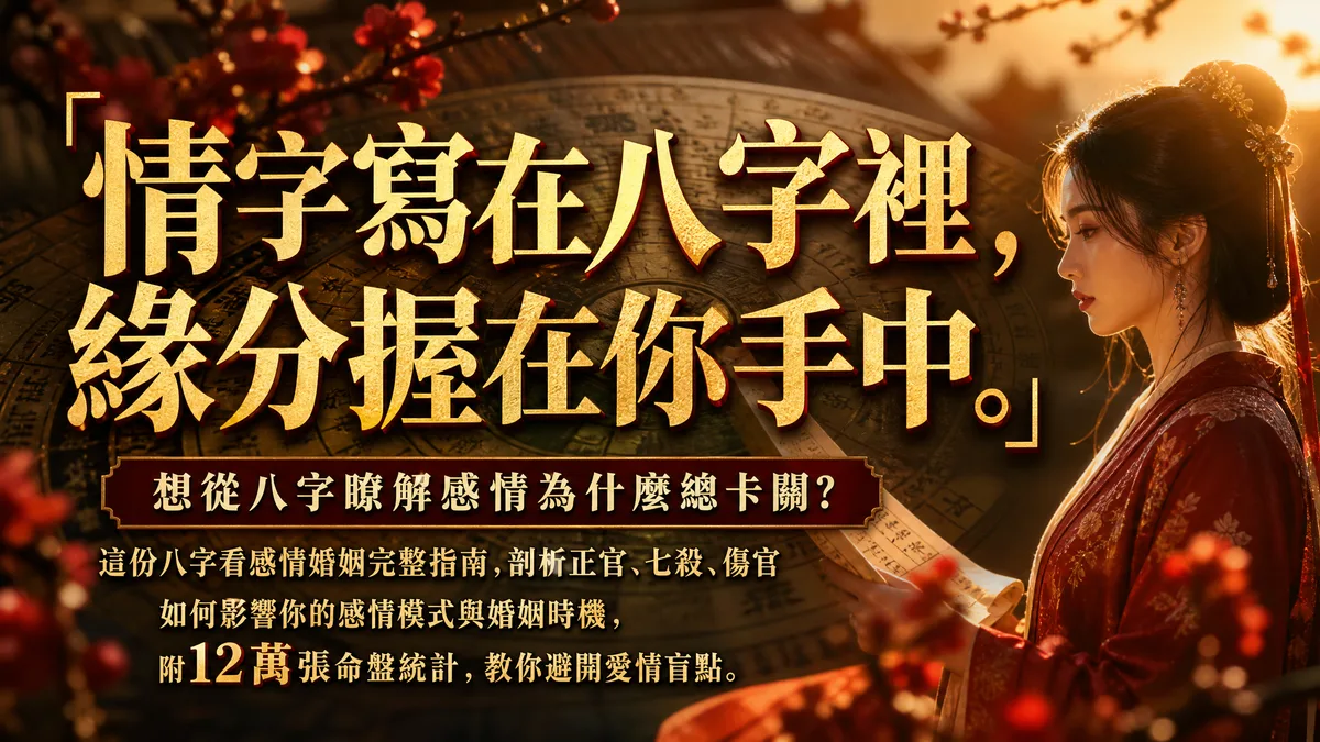 八字看感情婚姻完整指南：正官、七殺、傷官影響你的愛情？3種感情模式與調整策略