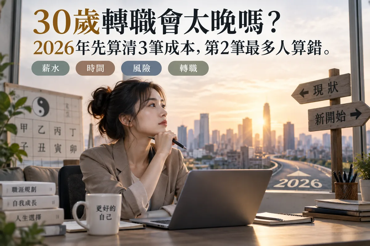 30歲轉職會太晚嗎？2026年先算清3筆成本，第2筆最多人算錯
