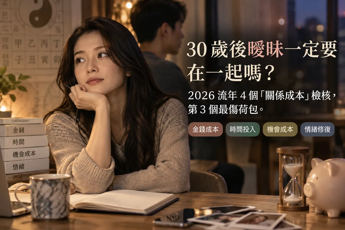 30 歲後曖昧一定要在一起嗎？2026 流年 4 個「關係成本」檢核，第 3 個最傷荷包