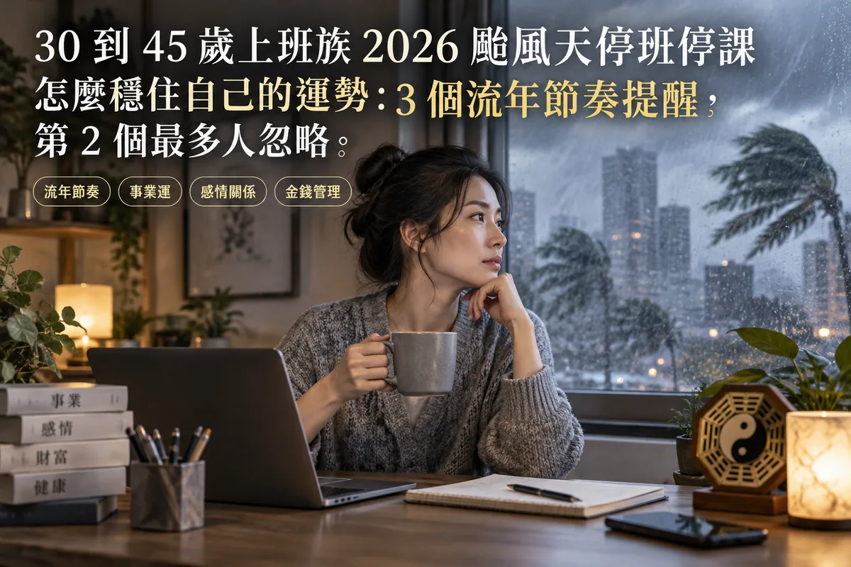 30 到 45 歲上班族 2026 颱風天停班停課 怎麼穩住自己的運勢：3 個流年節奏提醒，第 2 個最多人忽略