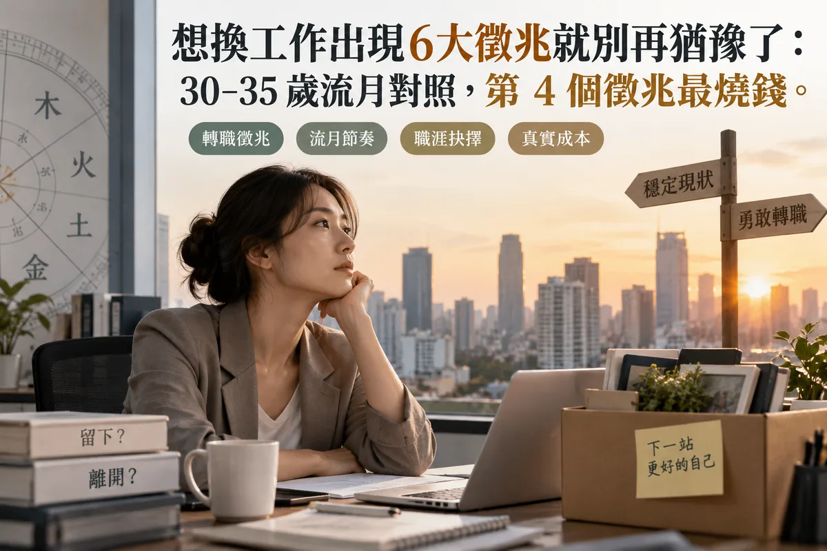 想換工作出現6大徵兆就別再猶豫了：30–35 歲流月對照，第 4 個徵兆最燒錢