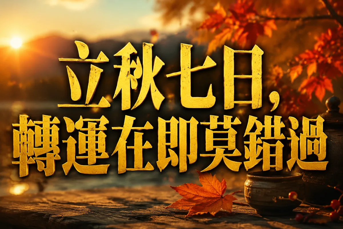 今立秋轉運把握黃金7天：3個轉運關鍵，第2個最多人忽略！
