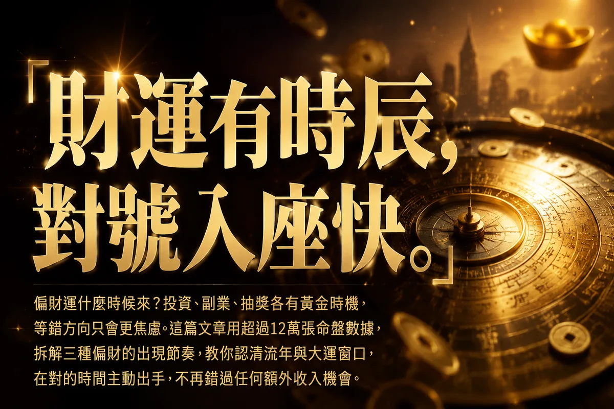 偏財運什麼時候來？投資、副業、抽獎各有黃金時機，對號入座最快