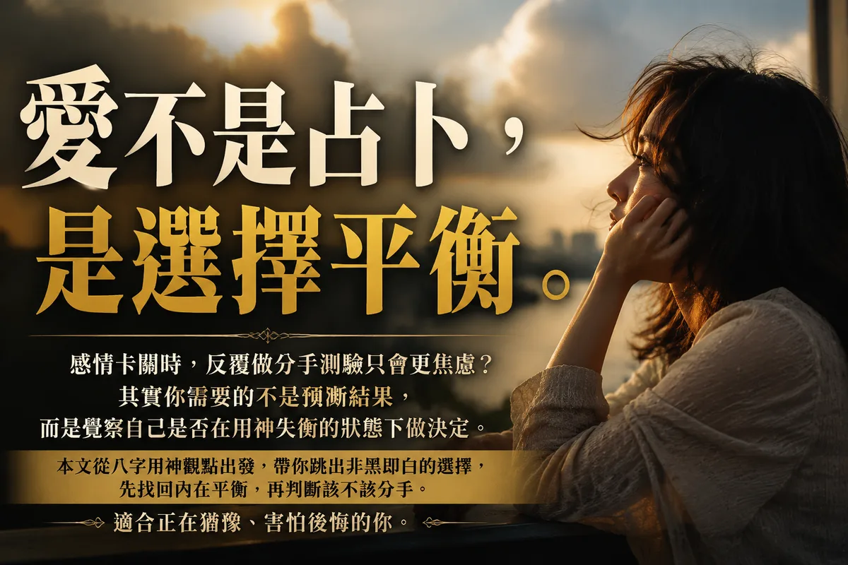 該不該分手測驗：用「用神」找回感情平衡，停止反覆內耗